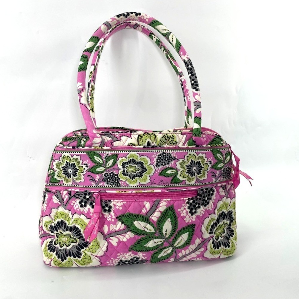 Vera Bradley Pink Green Floral Quilted Shoulder Bag